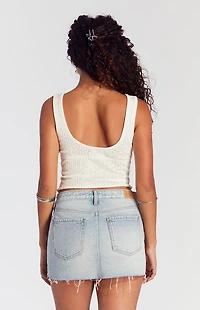 Pacsun Bella Light Indigo Ripped Mid Rise Denim Mini Skirt