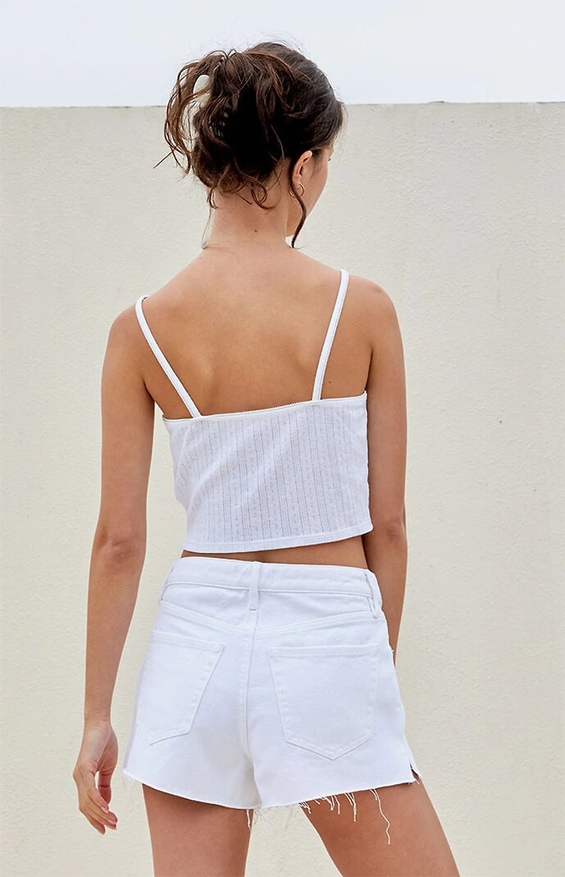 Pacsun White Fold-Over High Waisted Denim Festival Shorts