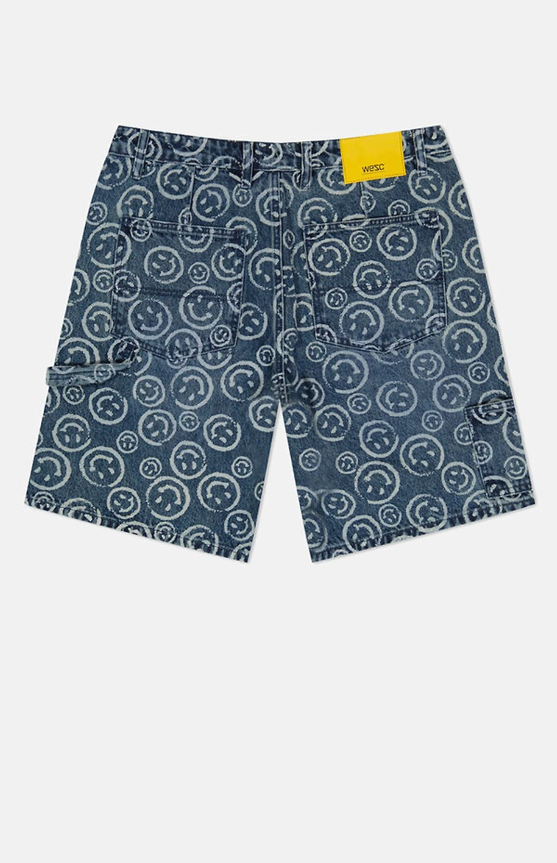 WeSC America Inc Smiley AOP Denim Carpenter Baggy Shorts