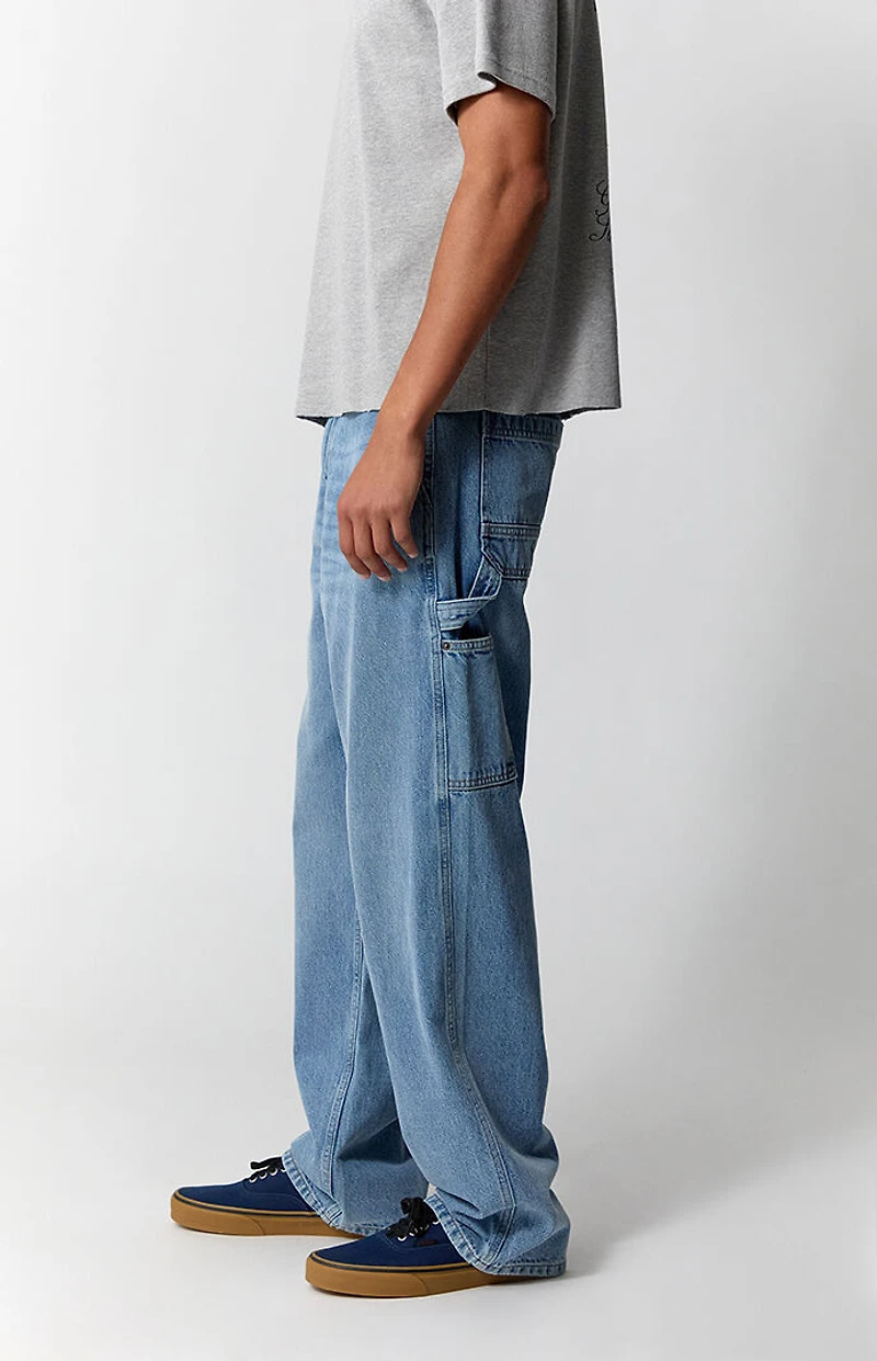 Pacsun Dylan Baggy Jeans NY Embroidered Carpenter Medium Blue