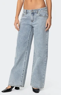 Edikted Contrast Heart Washed Low Rise Jeans