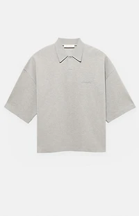 Fear of God ESSENTIALS Concrete Heather Signature '90s Cropped Polo Shirt