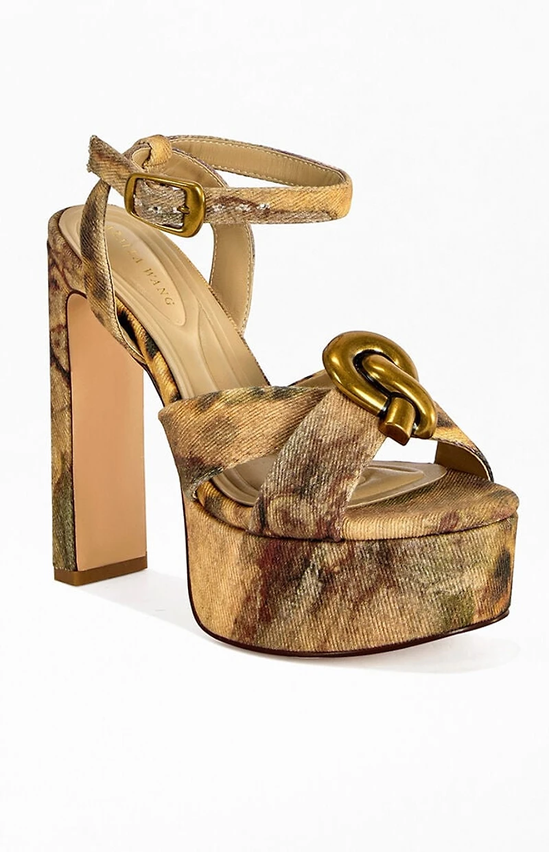 AZALEA WANG Women's Uma Leopard Block Sandals