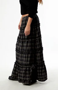 Daisy Street Plaid Snowdrop Maxi Skirt
