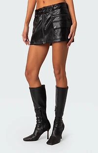 Edikted Faux Leather Cargo Mini Skirt
