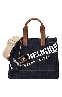 True Religion Medium Logo Dark Denim Tote Bag