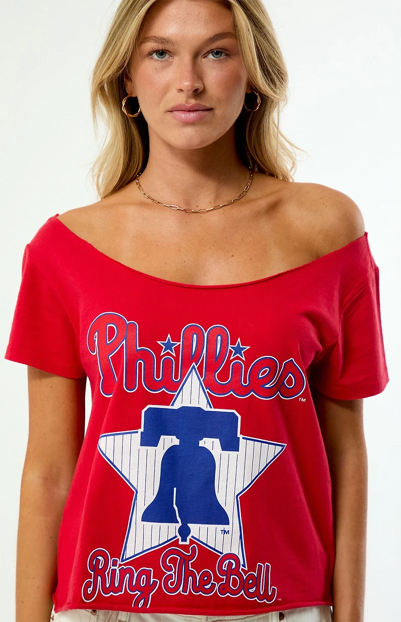 WILD COLLECTIVE x MLB Philadelphia Phillies Off-The-Shoulder T-Shirt