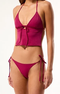 Pacsun Plum Heather Side Tie Cheeky Bikini Bottom