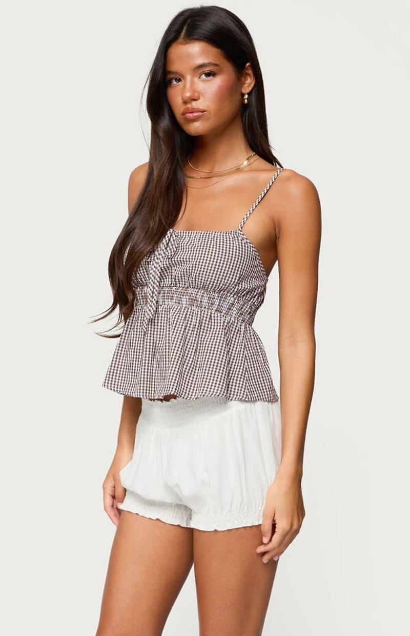 Edikted Zahara Gingham Babydoll Top