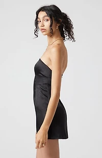 Beverly and Beck Satin Strapless Mini Dress