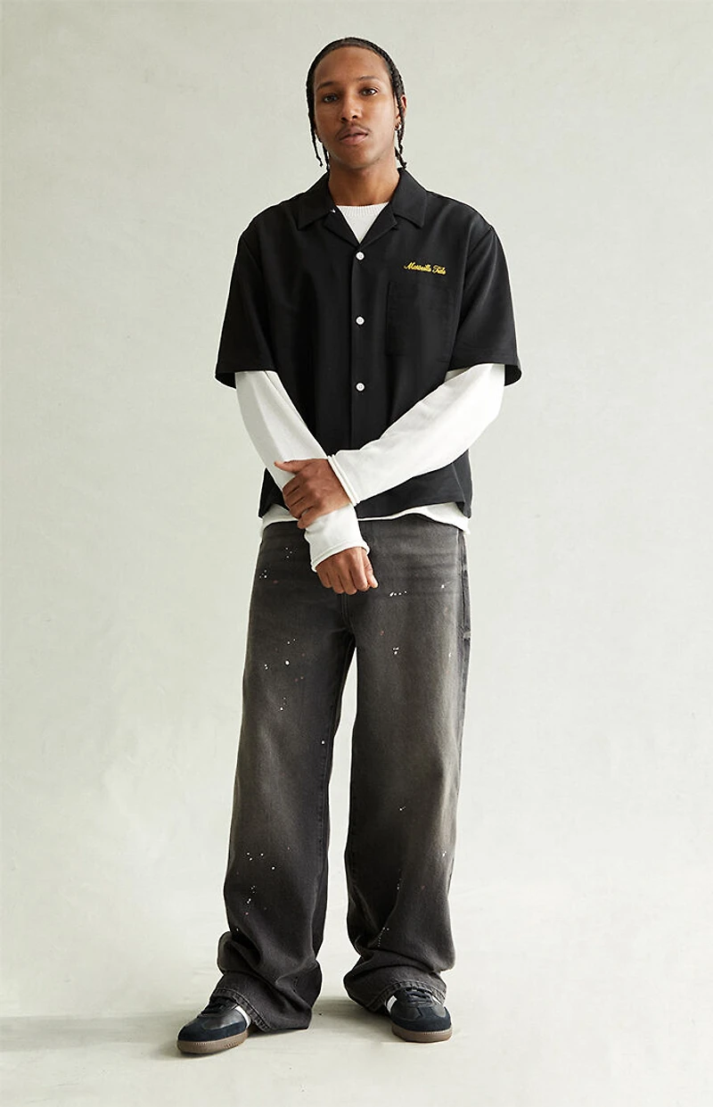 Pacsun Blake Extreme Baggy Jeans Paint Splatter Faded Black