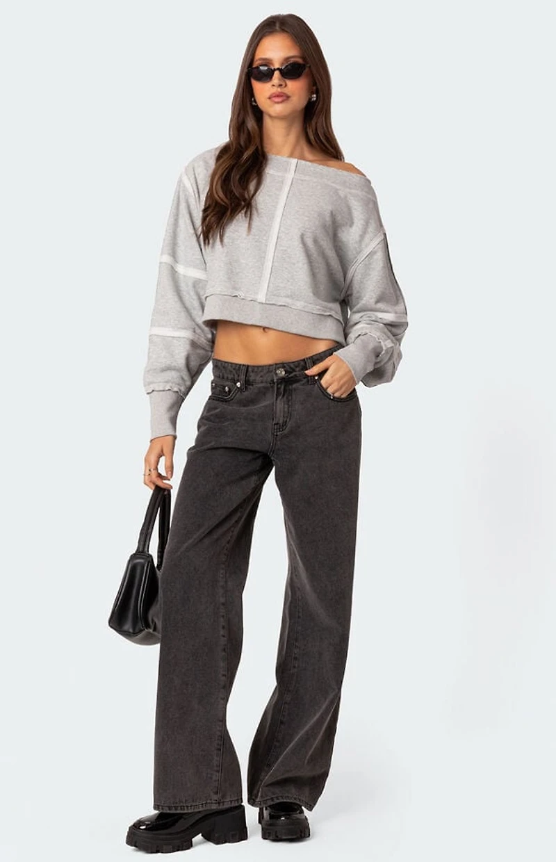 Edikted Inside Out Cropped Sweatshirt