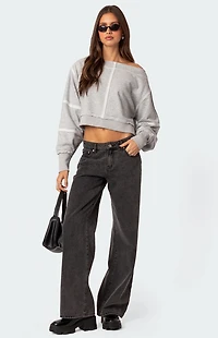 Edikted Inside Out Cropped Sweatshirt