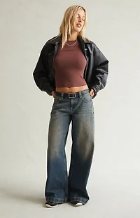 Pacsun Sloane Low Rise Ultra Baggy Jeans Dark Blue Tint