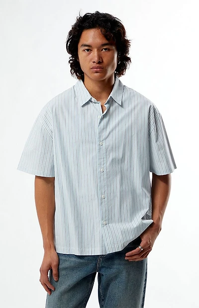 Pacsun Blue Striped Boxy Shirt