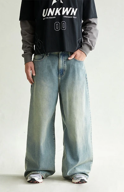 Pacsun Ryder Ultra Baggy Jeans Medium Blue Tinted