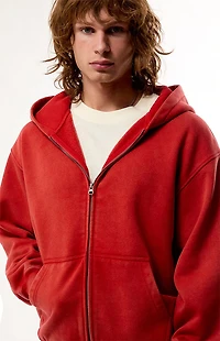 Pacsun Red Snow Wash Full Zip Hoodie