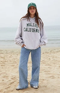 John Galt Silver Malibu Embroidered Oversized Hoodie