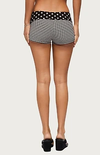 Edikted Presley Stripe and Polka Dot Foldover Shorts