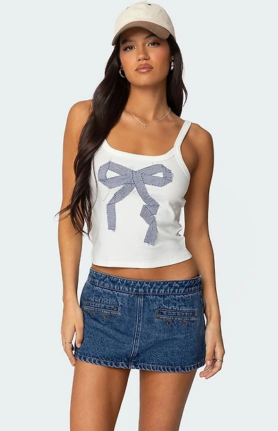 Edikted Harpa Gingham Bow Tank Top