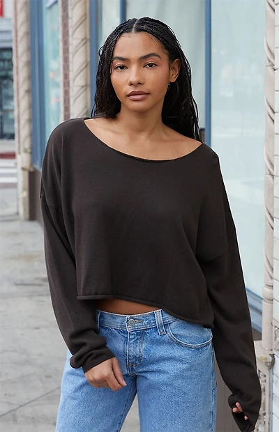 John Galt Brown Cameron Cropped Sweater