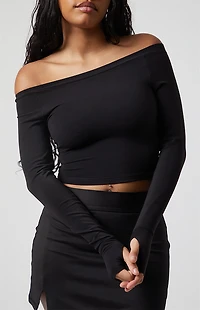 PAC 1980 Active Suki Off-The-Shoulder Long Sleeve Top