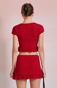 Beverly and Beck Elenah Crochet Drop Waist Mini Skirt