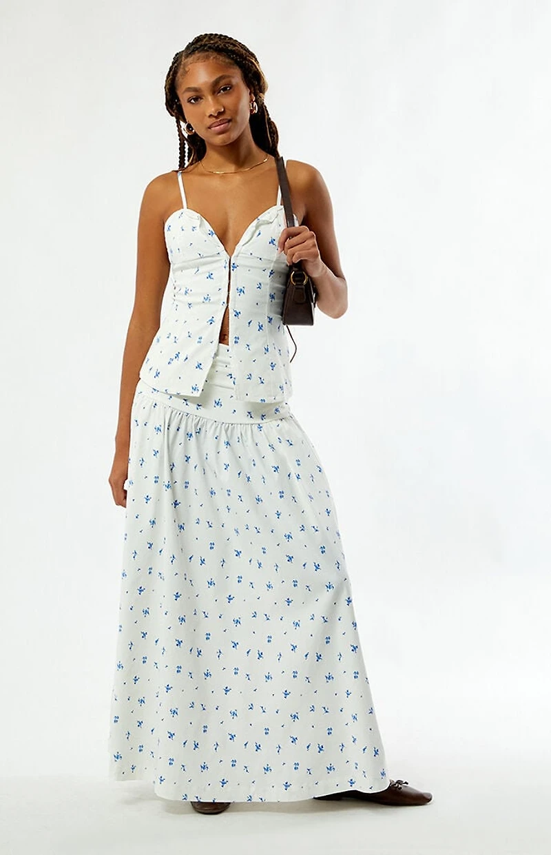 WEWOREWHAT Ruched Waist Midi Skirt