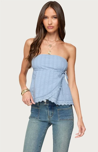 Edikted Narnie Striped Strapless Wrap Top