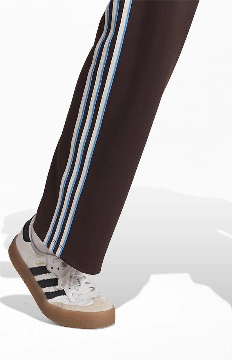 adidas Brown 3-Stripe Slouchy Straight Leg Track Pants