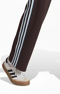 adidas Brown 3-Stripe Slouchy Straight Leg Track Pants
