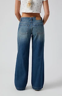 Pacsun Casey Low Rise Baggy Jeans Ripped Knee Medium Indigo