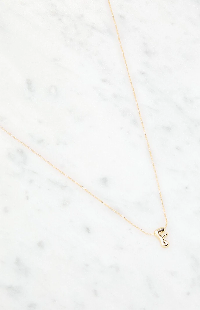 LA Hearts F Initial 14K Gold Plated Necklace