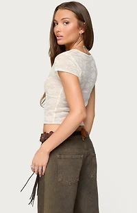 Edikted Kristal Twist Front V Neck Top