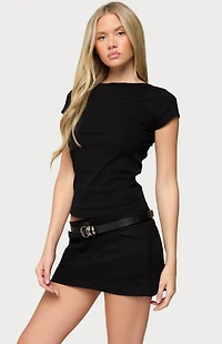 Edikted Oliana Ribbed Boat Neck T-Shirt