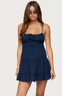 Edikted Sontana Ruched Tiered Mini Dress