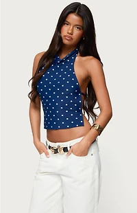 Edikted Raiya Polka Dot Backless Halter Top