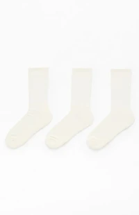 Pacsun 3 Pack White Embroidered Basic Crew Socks