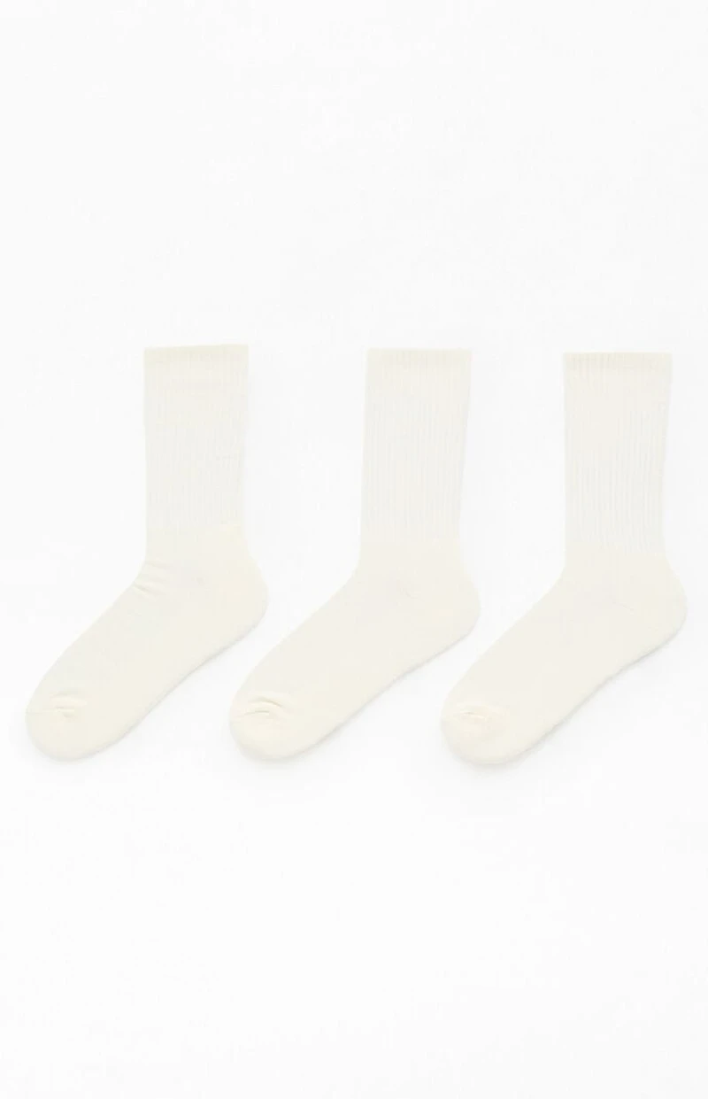 Pacsun 3 Pack White Embroidered Basic Crew Socks