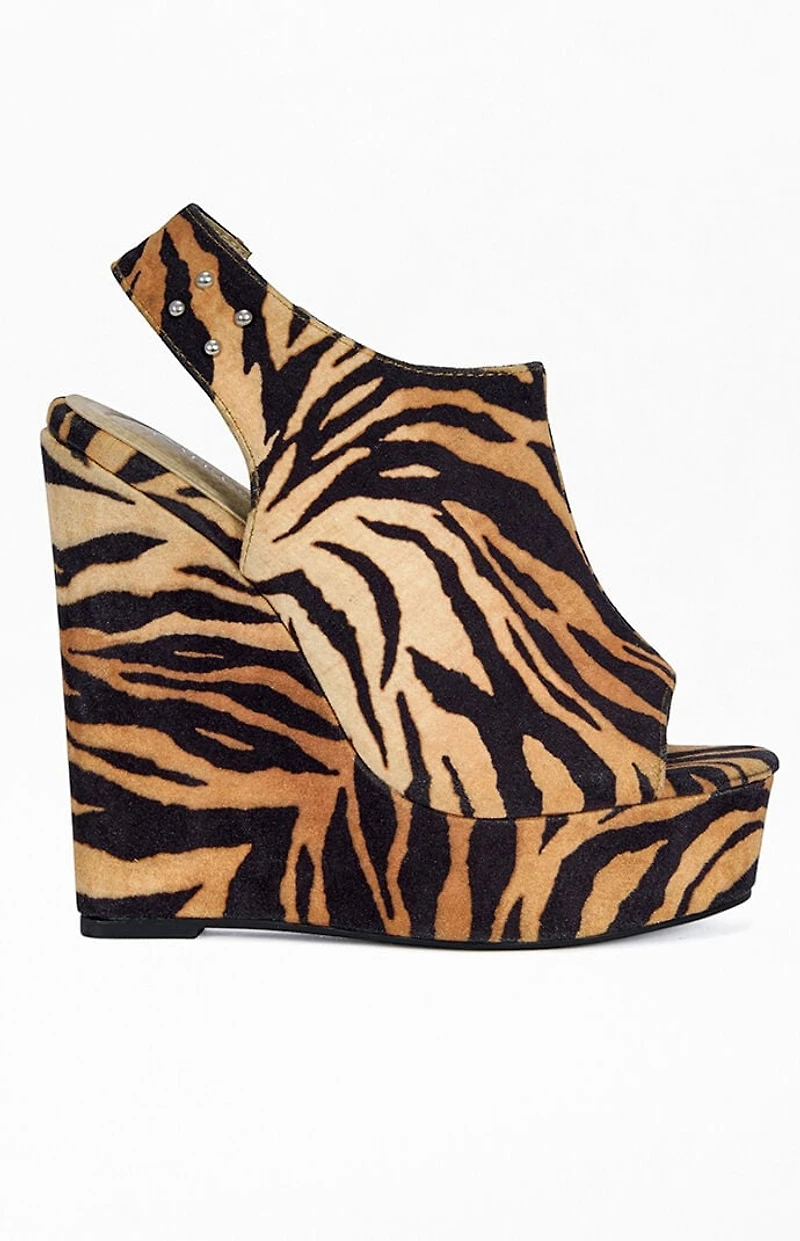 AZALEA WANG Women's Aru Tiger Wedge Sandals