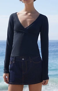 John Galt Black Amara Long Sleeve Top