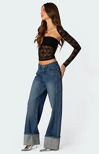 Edikted Addison Sheer Lace Two Piece Top