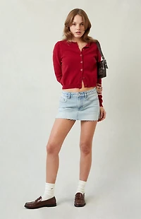 Pacsun Lara Light Indigo Raw Cut Low Rise Denim Mini Skirt