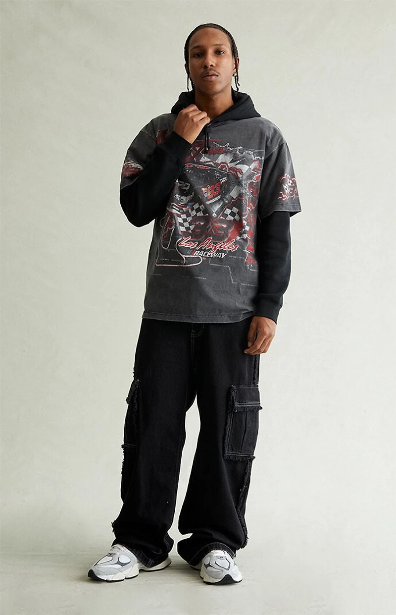 Pacsun Blake Extreme Baggy Jeans Cargo Frayed Black