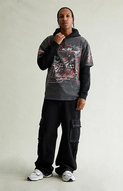 Pacsun Blake Extreme Baggy Jeans Cargo Frayed Black