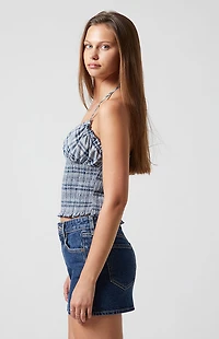 Beverly and Beck Plaid Smocked Halter Top