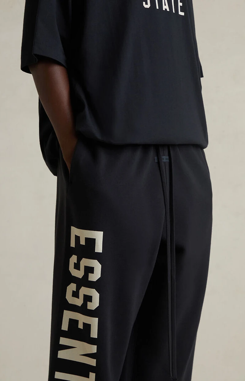 Fear of God ESSENTIALS Jet Black Lounge Fleece Baggy Sweatpants