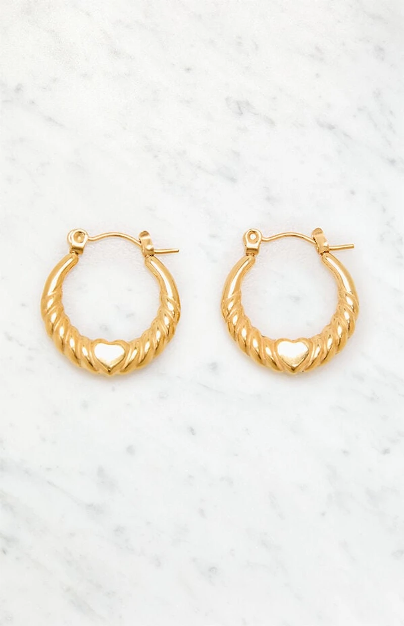 LA Hearts 14K Gold Plated Heart Earrings