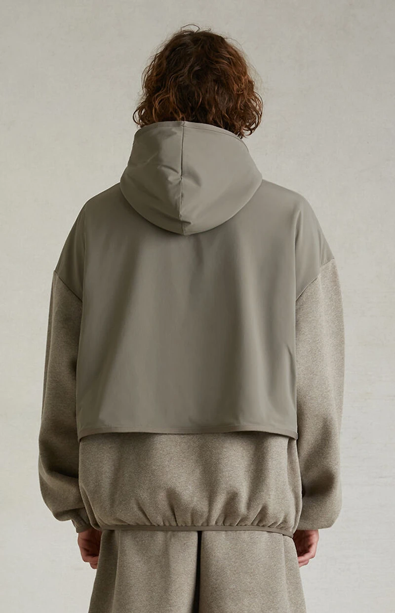 Fear of God ESSENTIALS Dust Heather Grey Nylon Fleece Hooded Sweatshirt