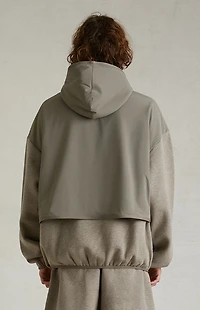 Fear of God ESSENTIALS Dust Heather Grey Nylon Fleece Hooded Sweatshirt